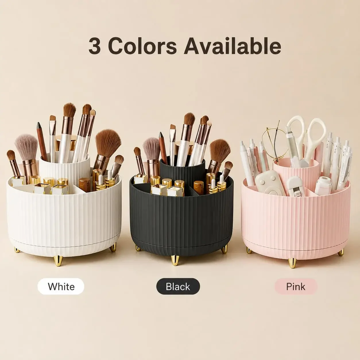 360도 회전 메이크업 정리함 고급 스트라이프 화장품  - Luxury Skincare Display 리뷰 및 가격